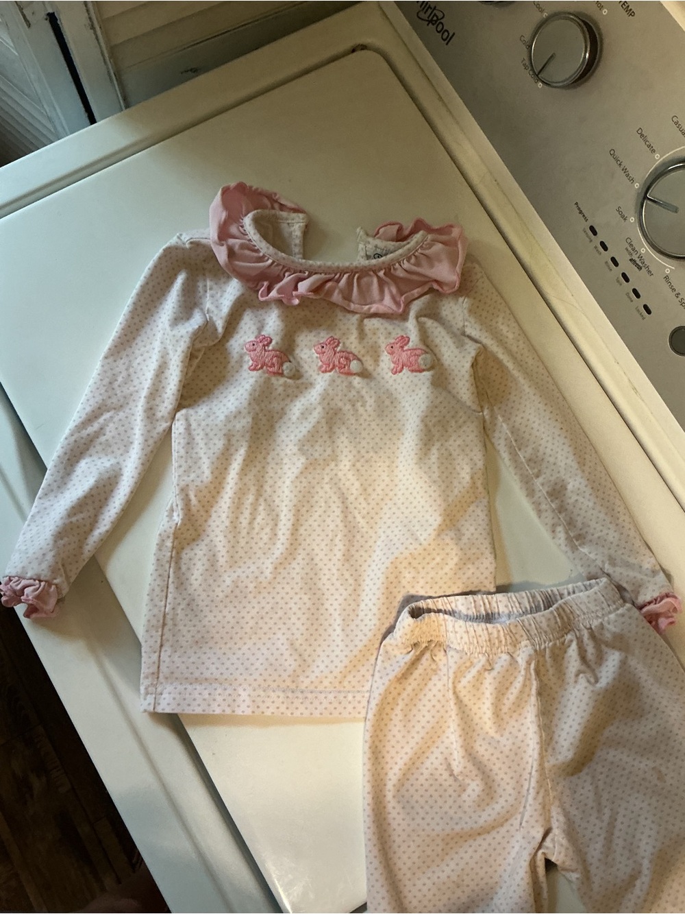 Smockingbird pink polka-dot pajamas